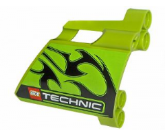 Technic, Panel Fairing #22 Large Short, Small Hole, Side A with Black Flames and Technic Logo Pattern (Sticker) - Set 8291