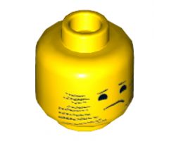 Minifigure, Head Dual Sided Stubble, Angry / Stubble Blurred, Sad Pattern (Emmet) - Hollow Stud