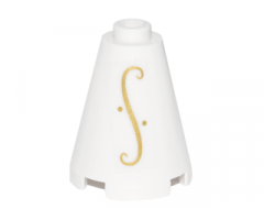 Cone 2 x 2 x 2 - Open Stud with Gold Elves Scroll on Transparent Background Pattern on Both Sides (Stickers) - Set 41178