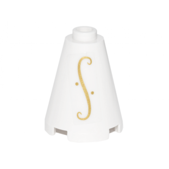Cone 2 x 2 x 2 - Open Stud with Gold Elves Scroll on Transparent Background Pattern on Both Sides (Stickers) - Set 41178
