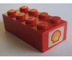 Brick 2 x 4 with Shell Logo I Pattern on Both Ends (Stickers) - Sets 642-1 / 673-1