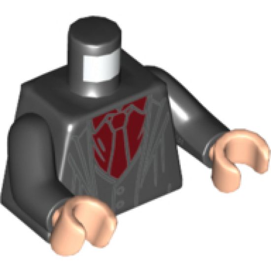 Torso Robe and Vest, Dark Red Shirt and Tie Pattern / Black Arms / Light Nougat Hands