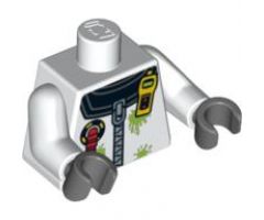 Torso Safety Zip Suit with 'ADU INSPECTOR' Back Pattern / White Arms / Dark Bluish Gray Hands