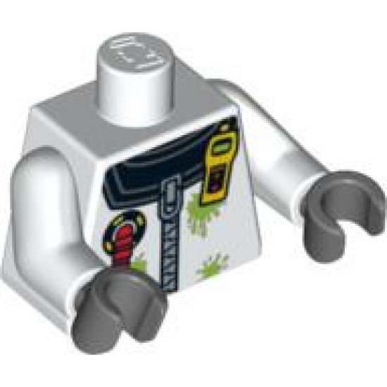 Torso Safety Zip Suit with 'ADU INSPECTOR' Back Pattern / White Arms / Dark Bluish Gray Hands