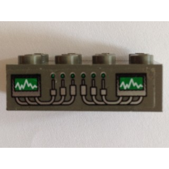 Brick 2 x 4 with Graphs and Wires Pattern (Sticker) - Set 4851