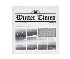Tile 2 x 2 with Newspaper 'Winter Times' Pattern (Sticker) - Set 10229
