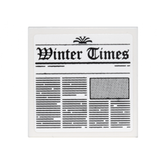 Tile 2 x 2 with Newspaper 'Winter Times' Pattern (Sticker) - Set 10229