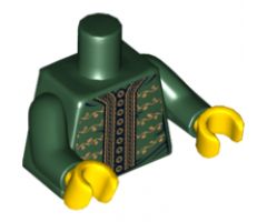 Torso Jacket with Gold Trim, Buttons and Floral Motif Pattern / Dark Green Arms / Yellow Hands