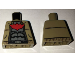 Torso Batman Jacket over Dark Gray Armor, Red Large Bat Logo Pattern