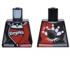 Torso Female Outline, Black and Red Bowling Jacket Pattern