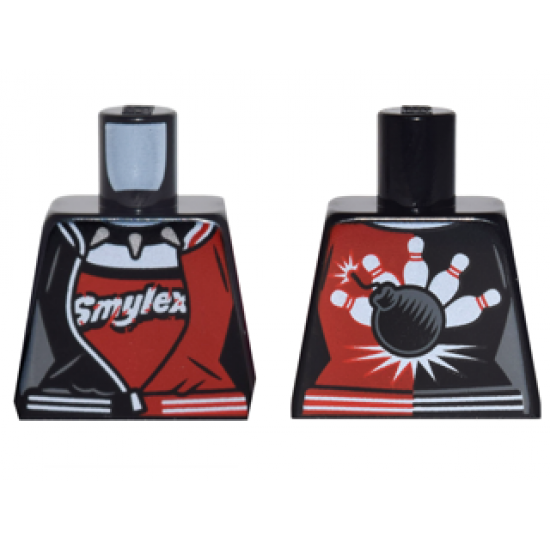 Torso Female Outline, Black and Red Bowling Jacket Pattern