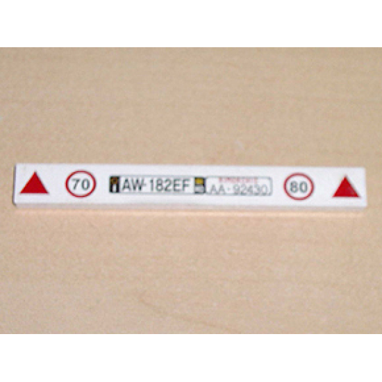 Tile 1 x 8 with 70 in Circle, 'AW-182EF AA-92430', 80 in Circle Pattern (Sticker) - Set 8654