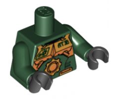 Torso Exo-Force Gold Body Armor with Large Star and 'AT.10' Pattern / Dark Green Arms / Black Hands