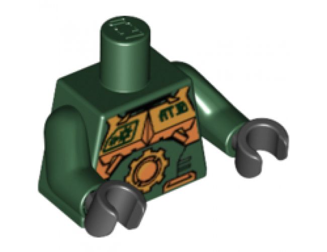 Torso Exo-Force Gold Body Armor with Large Star and 'AT.10' Pattern / Dark Green Arms / Black Hands