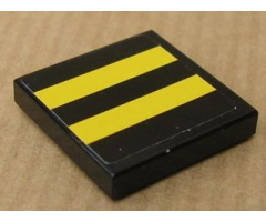 Tile 2 x 2 with Yellow Stripes Pattern (Sticker) - Set 8154