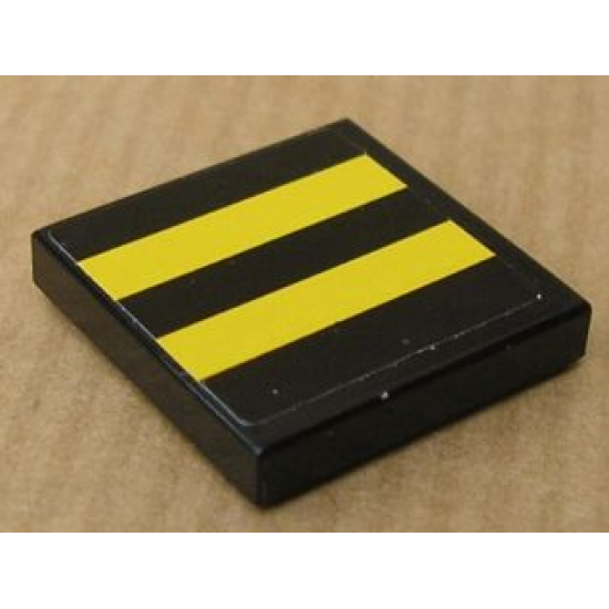 Tile 2 x 2 with Yellow Stripes Pattern (Sticker) - Set 8154