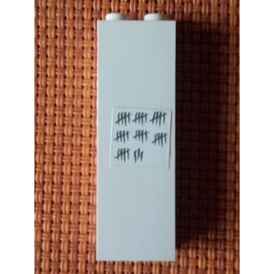 Brick 1 x 2 x 5 with Black Tally Marks Pattern (Sticker) - Set 7035
