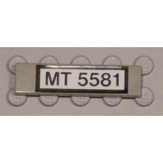 Tile 1 x 4 with Black 'MT 5581' on White Pattern (Sticker) - Set 5581