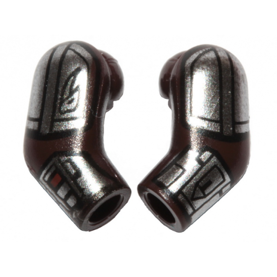 Arm, (Matching Left and Right) Pair with SW Silver Beskar Armor Plates Pattern