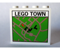 Panel 1 x 4 x 3 with Map Street Pattern 6 'LEGO TOWN' (Sticker) - Set 10184