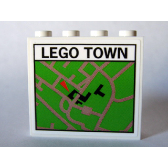 Panel 1 x 4 x 3 with Map Street Pattern 6 'LEGO TOWN' (Sticker) - Set 10184