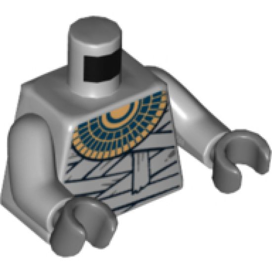 Torso Pharaoh's Quest Bandage Wrapping and Gold Necklace Pattern (Mummy Warrior) / Light Bluish Gray Arms / Dark Bluish Gray Hands
