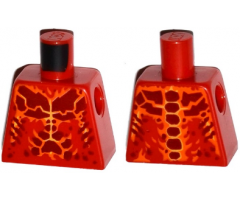 Torso Nexo Knights Bare Chest with Dark Red, Yellow and Orange Bones Pattern