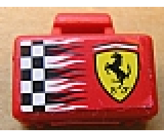 Minifigure, Utensil Briefcase with Checkered Ferrari Logo Pattern on Both Sides (Stickers)