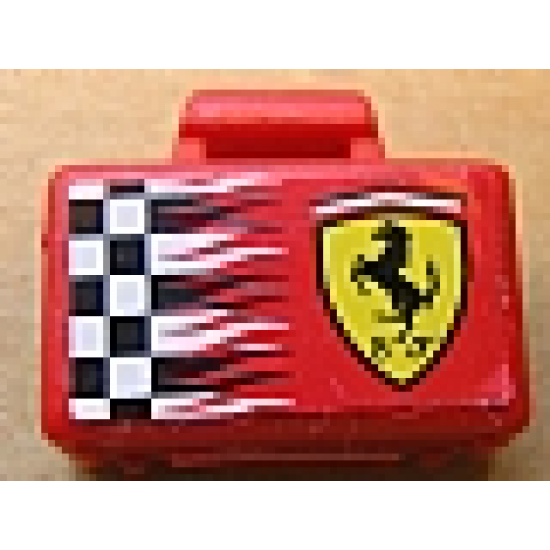 Minifigure, Utensil Briefcase with Checkered Ferrari Logo Pattern on Both Sides (Stickers)