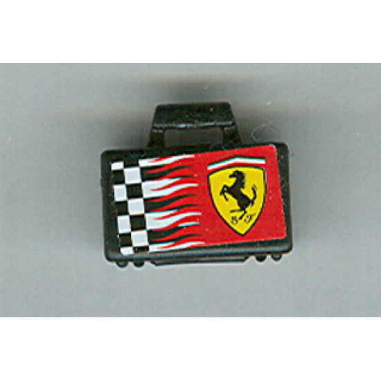Minifigure, Utensil Briefcase with Checkered Ferrari Logo Pattern on Both Sides (Stickers)