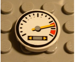 Tile, Round 2 x 2 with Tachometer and Red Lines Pattern (Sticker) - Set 8448