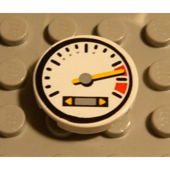 Tile, Round 2 x 2 with Tachometer and Red Lines Pattern (Sticker) - Set 8448