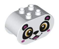Duplo, Brick 2 x 4 x 2 Rounded Ends with Panda Bear Face Pattern