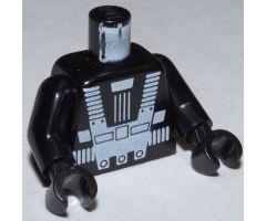Torso Space White Harness and Chest Panel with Rivets Pattern (Blacktron I) / Black Arms / Black Hands