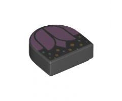 Tile, Round 1 x 1 Half Circle Extended (Stadium) with Metallic Pink Rose and Gold and Metallic Blue Dots Pattern