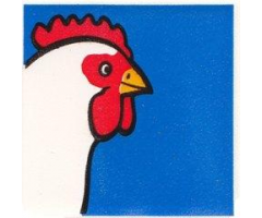 Duplo, Tile 2 x 2 x 1 with Chicken Mosaic Picture 15 Pattern (Set 1014)