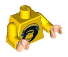 Torso Speed Racer Chimpanzee with Silver Headphones Pattern / Yellow Arms / Light Nougat Hands