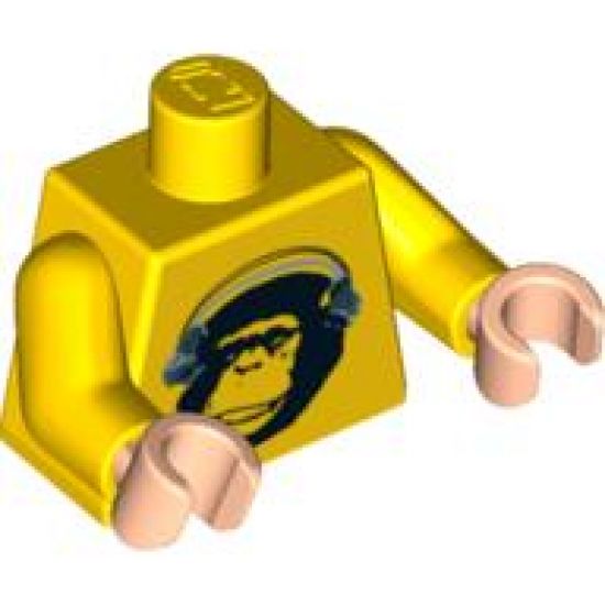Torso Speed Racer Chimpanzee with Silver Headphones Pattern / Yellow Arms / Light Nougat Hands