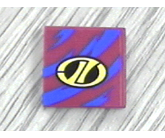 Tile 2 x 2 with Yellow Stylized 'LT' on Black Oval Racing Logo over Blue Streaks Pattern (Sticker) - Set 8244