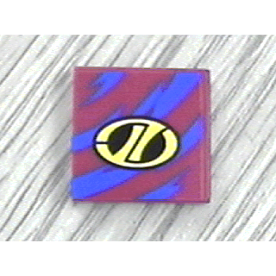 Tile 2 x 2 with Yellow Stylized 'LT' on Black Oval Racing Logo over Blue Streaks Pattern (Sticker) - Set 8244