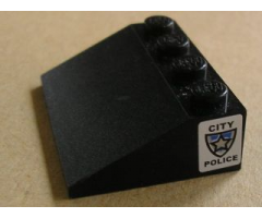 Slope 33 3 x 4 with Star Badge and 'CITY POLICE' Pattern on Both Sides (Stickers) - Set 8135