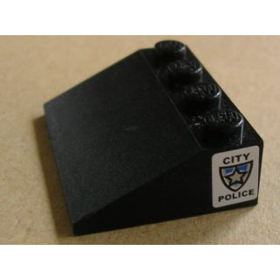 Slope 33 3 x 4 with Star Badge and 'CITY POLICE' Pattern on Both Sides (Stickers) - Set 8135