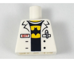 Torso Lab Coat with Pen and Red 'GIT' over Black Shirt with Batman Symbol in Yellow Oval Pattern
