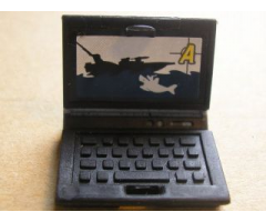 Minifigure, Utensil Computer Laptop with 'A', Boat and Shark Screen Pattern (Sticker) - Set 8635