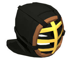 Minifigure, Headgear Helmet Ninjago Kendo with Gold Grille Mask and Reddish Brown Trim Pattern