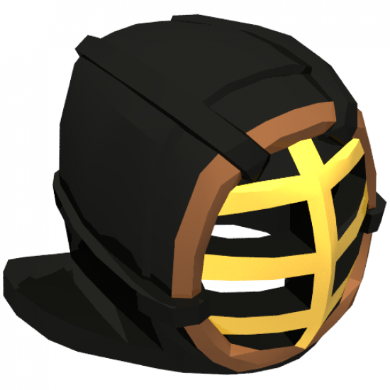 Minifigure, Headgear Helmet Ninjago Kendo with Gold Grille Mask and Reddish Brown Trim Pattern