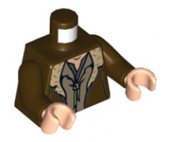 Torso LotR Coat with Tan Fur Trim and 2 Shirts Pattern / Dark Brown Arms / Light Nougat Hands