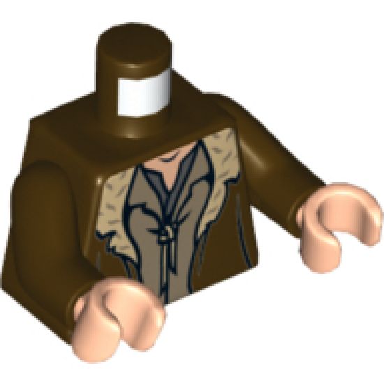 Torso LotR Coat with Tan Fur Trim and 2 Shirts Pattern / Dark Brown Arms / Light Nougat Hands