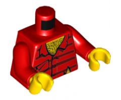 Torso Worn Shirt with Dark Red Stripes and Pocket, Hairy Chest Pattern / Red Arms / Yellow Hands