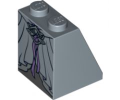 Slope 65 2 x 2 x 2 with Bottom Tube with Minifigure Dress/Skirt/Robe, Pink Ribbon and Silver Elven Clasp Pattern